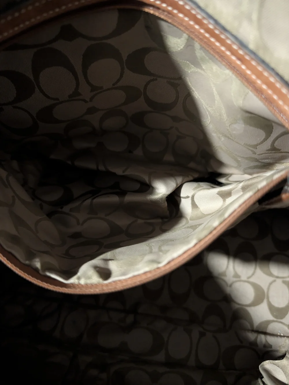 Y2K Coach Brown Leather Tote Bag with Buckle Straps Key Tag Medium To Large